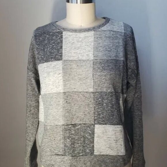 Revolve Derek Lam 10 Crosby Gray Wool Patchwork Sweater Small S - Picture 1 of 6